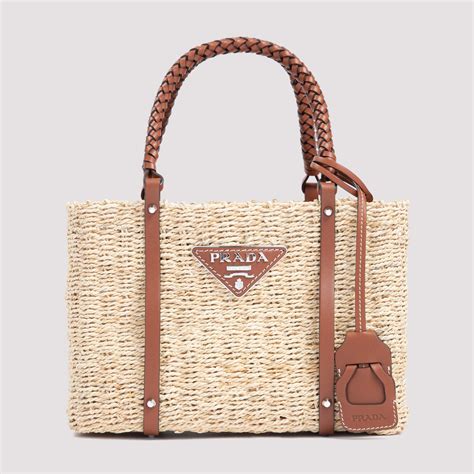 prada striped canapa tote brown and cream|prada wicker tote bag.